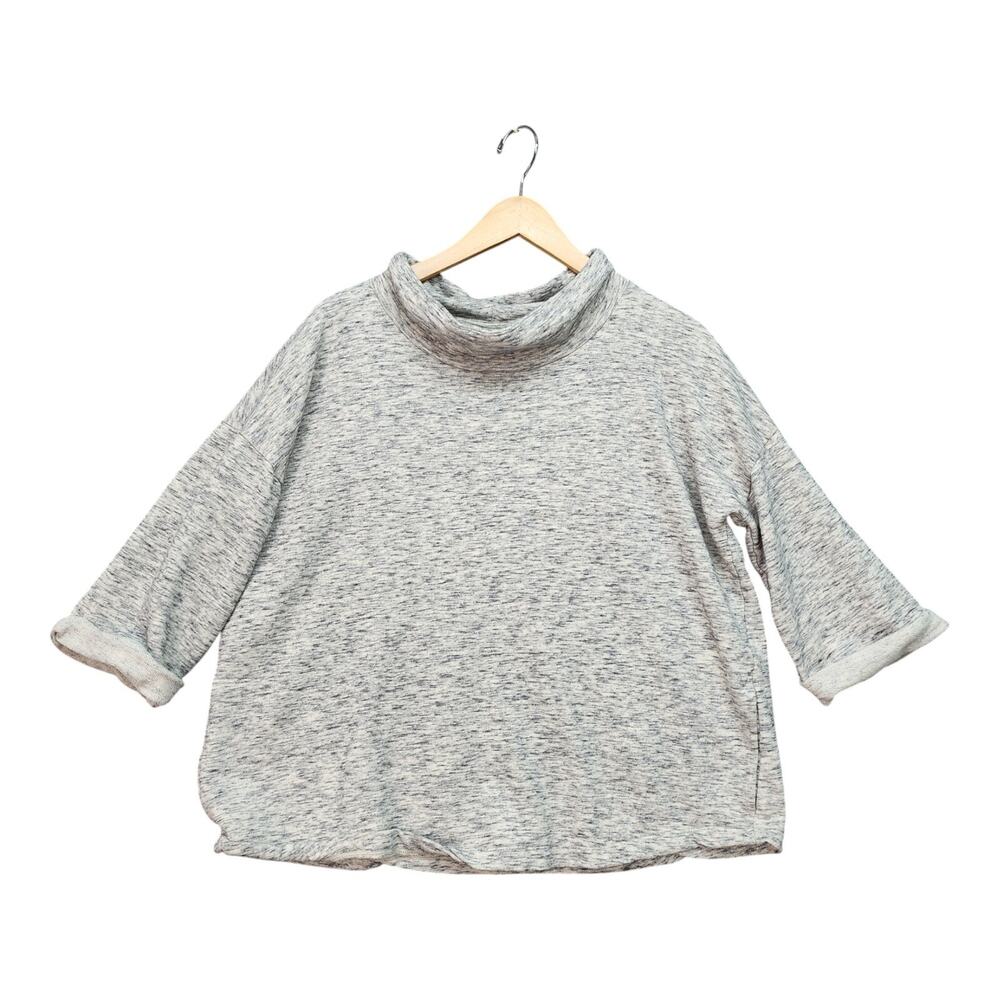 Pure Jill Sweatshirt MEDIUM Light Gray Cowl Neck Cotton Soft Touch Pockets - Picture 9 of 15